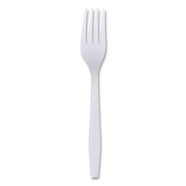 Heavyweight Wrapped Polypropylene Cutlery, Fork, Plastic, White, 1,000/Carton