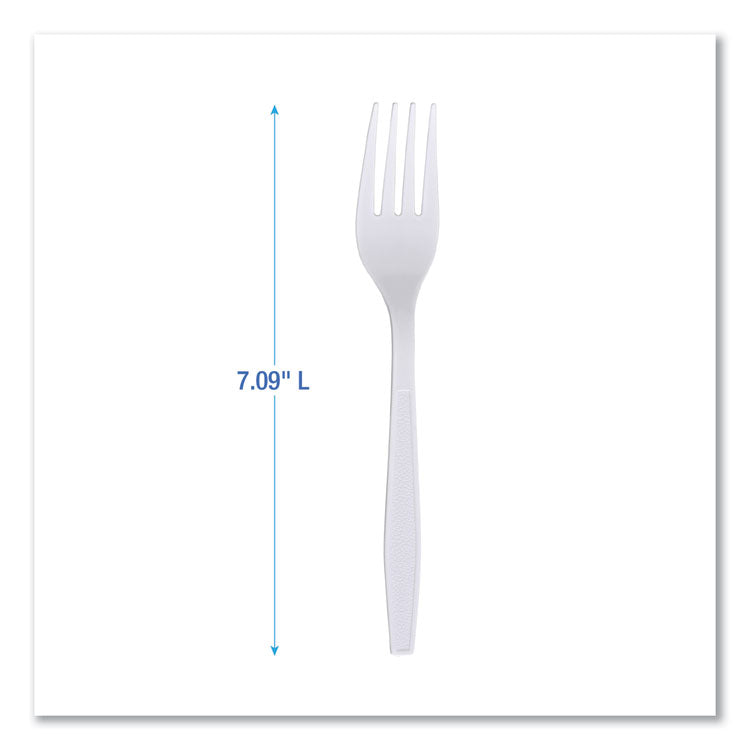 Heavyweight Wrapped Polypropylene Cutlery, Fork, Plastic, White, 1,000/Carton
