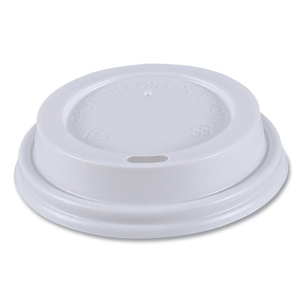 Hot Cup Lids, Fits 8 oz Hot Cups, Plastic, White, 50/Sleeve, 20 Sleeves/Carton