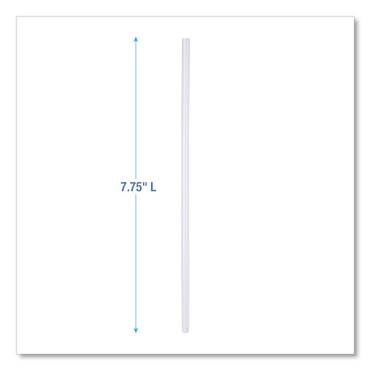 Wrapped Jumbo Straws, 7.75", Polypropylene, Clear, 12,000/carton