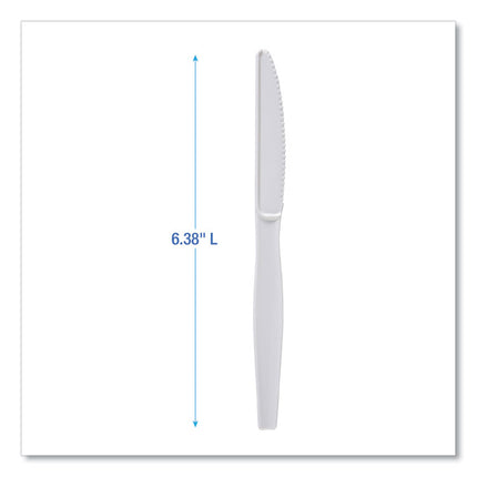 Heavyweight Polystyrene Cutlery, Knife, Plastic, White, 1,000/Carton