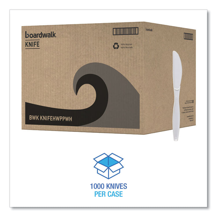 Heavyweight Polypropylene Cutlery, Knife, Plastic, White, 1,000/Carton