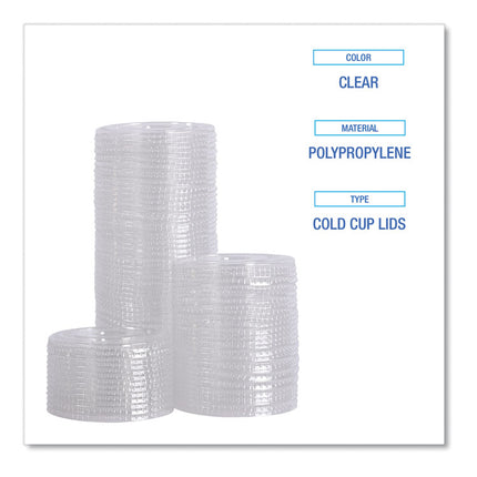 PET Cold Cup Lids, Fits 14 oz to 24 oz Cold Cups, Plastic, Clear, 100/Sleeve, 10 Sleeves/Carton