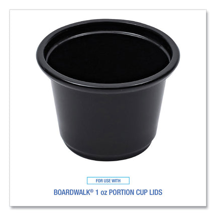 Souffle/Portion Cups, 1 oz, Plastic, Black, 125/Sleeve, 20 Sleeves/Carton
