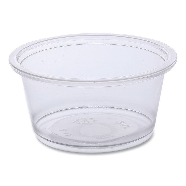 Souffle/Portion Cups, 2 oz, Plastic, Clear, 125/Sleeve, 20 Sleeves/Carton