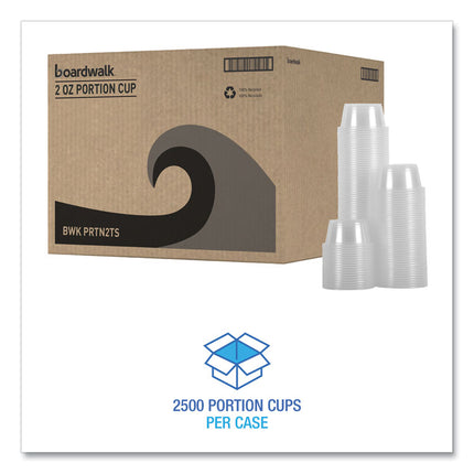 Souffle/Portion Cups, 2 oz, Plastic, Clear, 125/Sleeve, 20 Sleeves/Carton