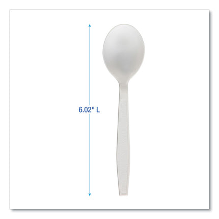 Heavyweight Polypropylene Cutlery, Soup Spoon, Plastic, White, 1,000/Carton