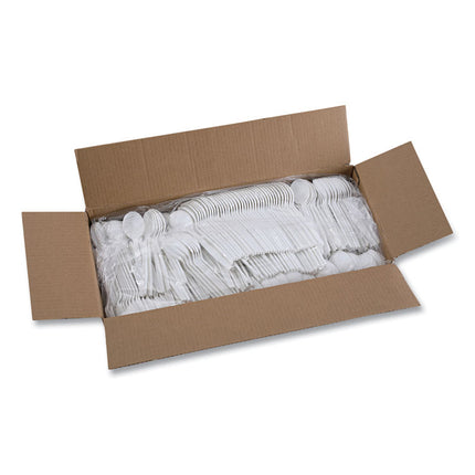 Heavyweight Polypropylene Cutlery, Soup Spoon, Plastic, White, 1,000/Carton
