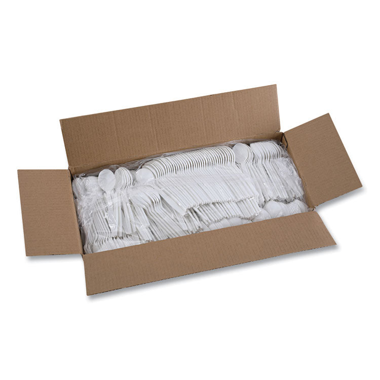 Heavyweight Polypropylene Cutlery, Soup Spoon, Plastic, White, 1,000/Carton