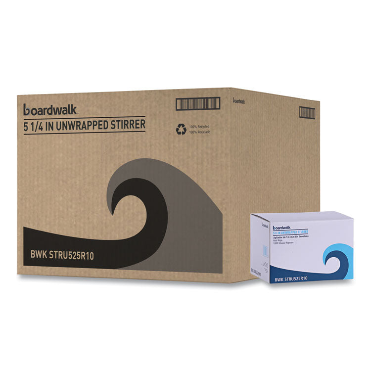 Single-Tube Stir-Straws,5.25", Polypropylene, Red, 1,000/pack, 10 Packs/carton