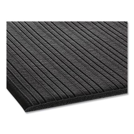 Ribbed Vinyl Anti-Fatigue Mat, Rib Embossed Surface, 36 x 144, Black