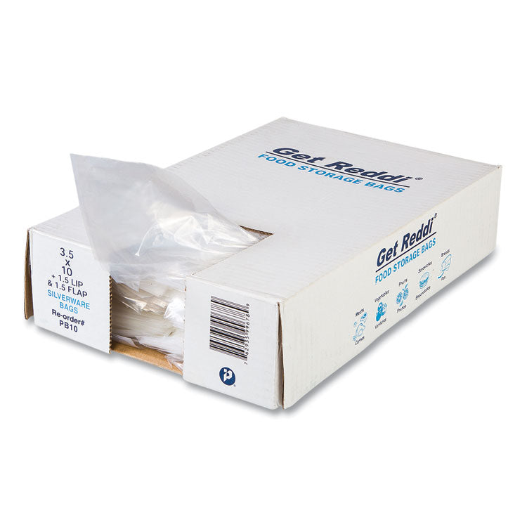 Silverware Bags, 3.5" x 1.5" x 10", Clear, 2,000/Carton