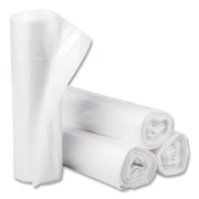High-Density Commercial Can Liners, 30 gal, 10 mic, 30" x 37", Clear, Interleaved Roll, 25 Bags/Roll, 20 Rolls/Carton