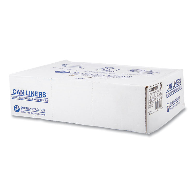 High-Density Commercial Can Liners, 30 gal, 10 mic, 30" x 37", Clear, Interleaved Roll, 25 Bags/Roll, 20 Rolls/Carton