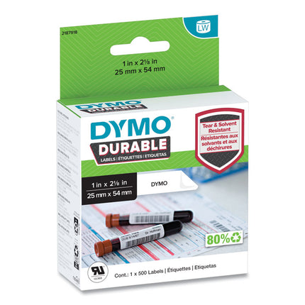 LW Durable Labels, Medical Prescription Label, 1" x 2.13", White, 500 Labels/Roll