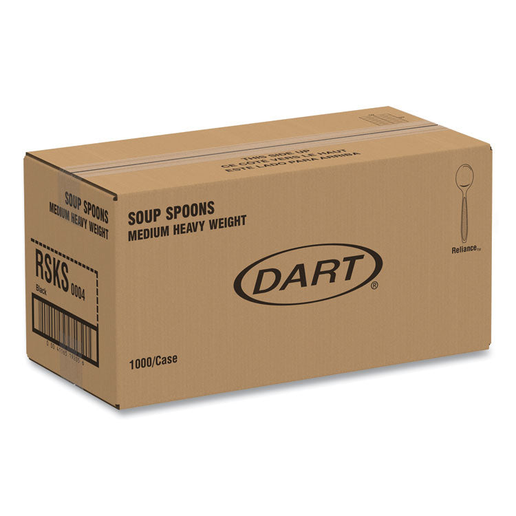 Reliance Mediumweight Cutlery, Soup Spoon, Plastic, Black, 1,000/Carton