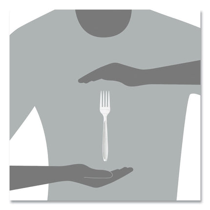Impress Heavyweight Full-Length Polystyrene Cutlery, Fork, Plastic, White, 100/Box, 10 Boxes/Carton