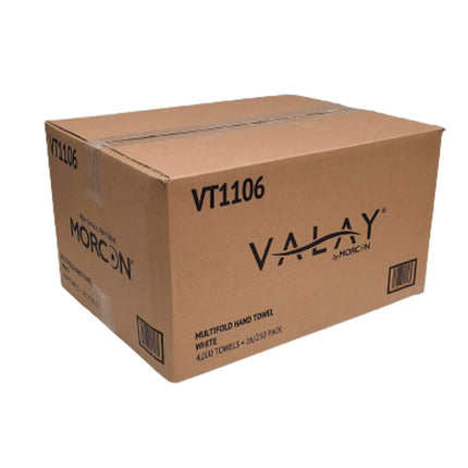 Valay Multi-Fold Towels, 1-Ply, 9.05 x 9.25, White, 250/Pack, 16 Packs/Carton