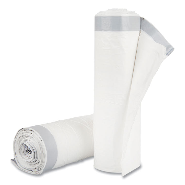 Draw-Tuff Institutional Draw-Tape Can Liners, Drawstring, 55 gal, 1.9 mil, 42.5" x 35.5", Natural, 10 Bags/Roll, 5 Rolls/CT