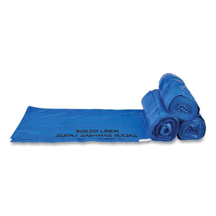 Draw-Tuff Institutional Draw-Tape Can Liners, Drawstring, 30 gal, 1 mil, 30.5" x 40", Blue, 25 Bags/Roll, 8 Rolls/Carton