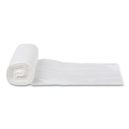 High-Density Commercial Can Liners, 10 gal, 6 mic, 24" x 24", Natural, Perforated Roll, 50 Bags/Roll, 20 Rolls/Carton