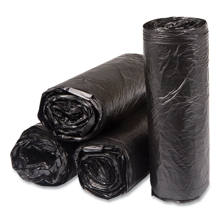 High-Density Commercial Can Liners, 16 gal, 6 mic, 24" x 33", Black, Interleaved Roll, 50 Bags/Roll, 20 Rolls/Carton