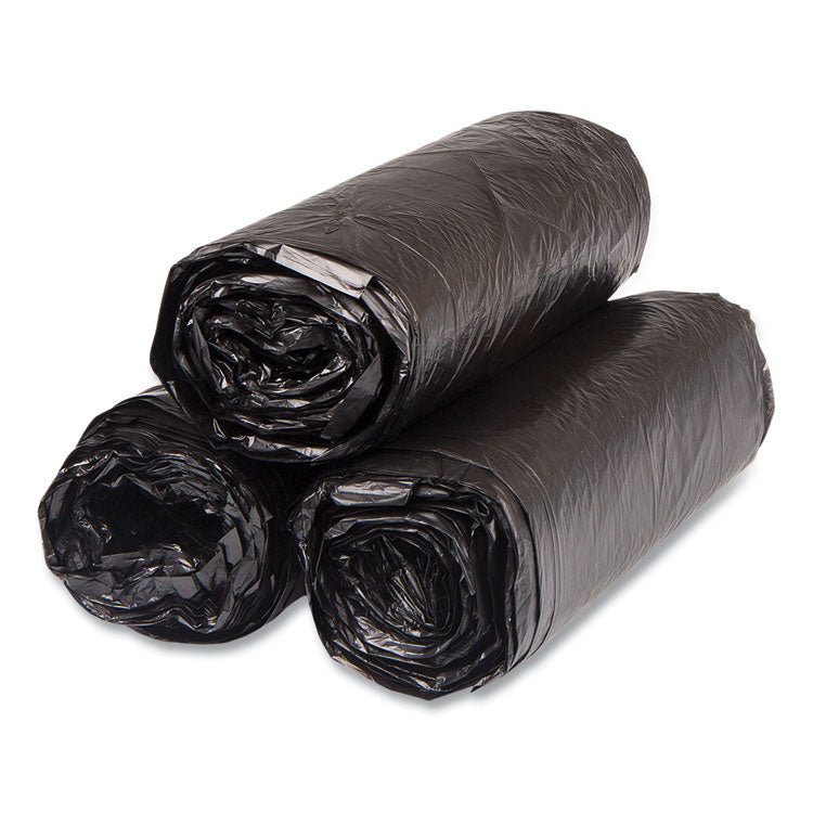 High-Density Commercial Can Liners, 16 gal, 6 mic, 24" x 33", Black, Interleaved Roll, 50 Bags/Roll, 20 Rolls/Carton