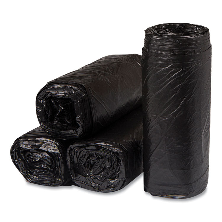 High-Density Commercial Can Liners, 16 gal, 8 mic, 24" x 33", Black, Interleaved Roll, 50 Bags/Roll, 20 Rolls/Carton