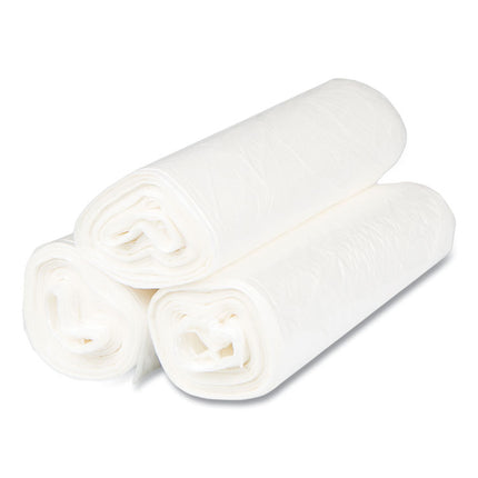 High-Density Commercial Can Liners, 30 gal, 8 mic, 30" x 37", Clear, Interleaved Roll, 25 Bags/Roll, 20 Rolls/Carton