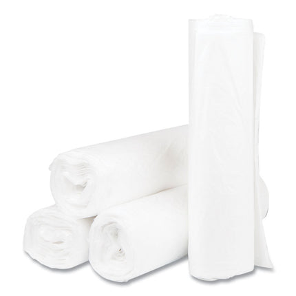 High-Density Commercial Can Liners, 33 gal, 11 mic, 33" x 40", Clear, Interleaved Roll, 25 Bags/Roll, 20 Rolls/Carton
