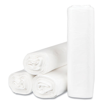 High-Density Commercial Can Liners, 33 gal, 13 mic, 33" x 40", Clear, Interleaved Roll, 25 Bags/Roll, 20 Rolls/Carton