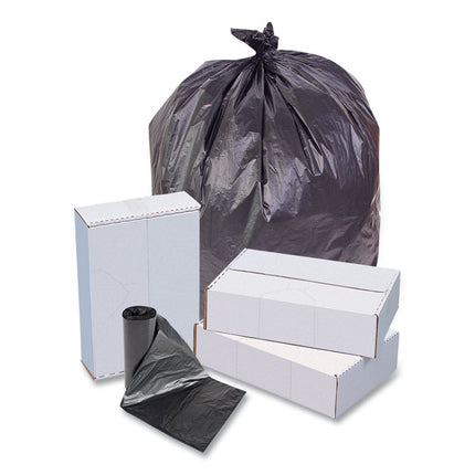 High-Density Commercial Can Liners, 55 gal, 22.1 mic, 36" x 60", Black, Interleaved Roll, 25 Bags/Roll, 6 Rolls/Carton