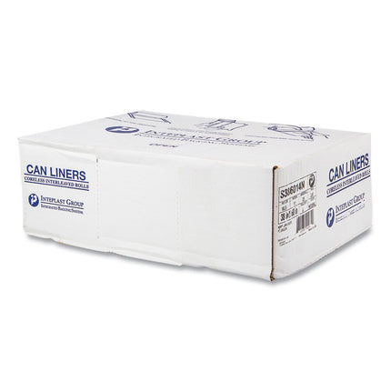 High-Density Commercial Can Liners, 60 gal, 14 mic, 38" x 60", Clear, Interleaved Roll, 25 Bags/Roll, 8 Rolls/Carton