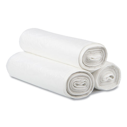 High-Density Commercial Can Liners, 60 gal, 14 mic, 38" x 60", Clear, Interleaved Roll, 25 Bags/Roll, 8 Rolls/Carton
