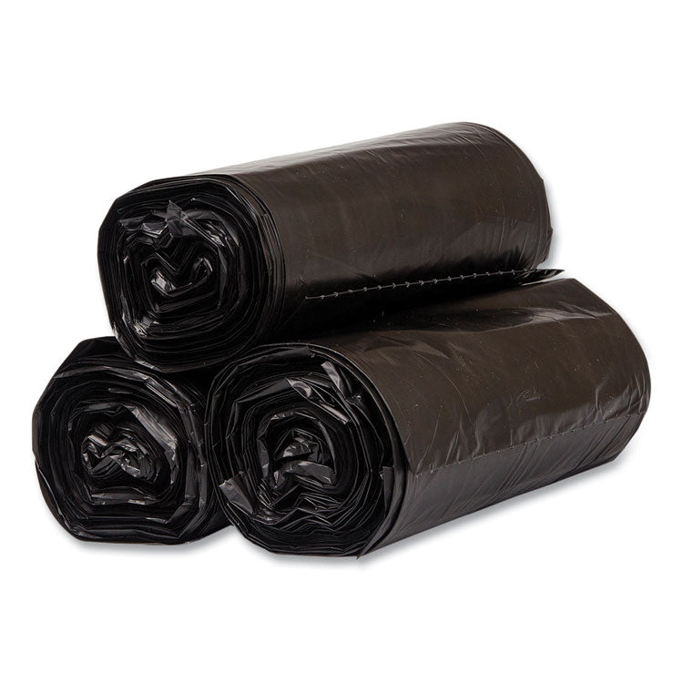 High-Density Commercial Can Liners, 60 gal, 17 mic, 38" x 60", Black, Interleaved Roll, 25 Bags/Roll, 8 Rolls/Carton