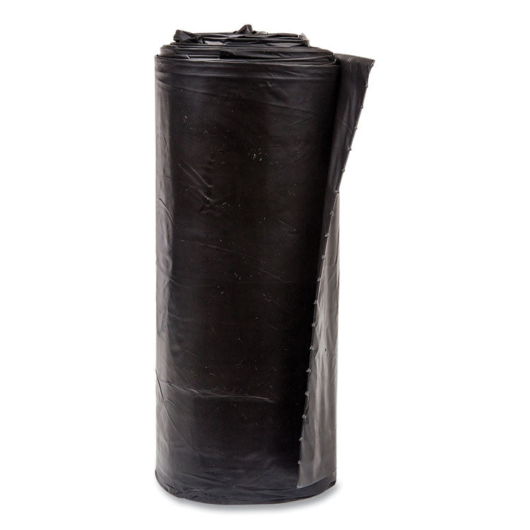 High-Density Commercial Can Liners, 60 gal, 17 mic, 38" x 60", Black, Interleaved Roll, 25 Bags/Roll, 8 Rolls/Carton