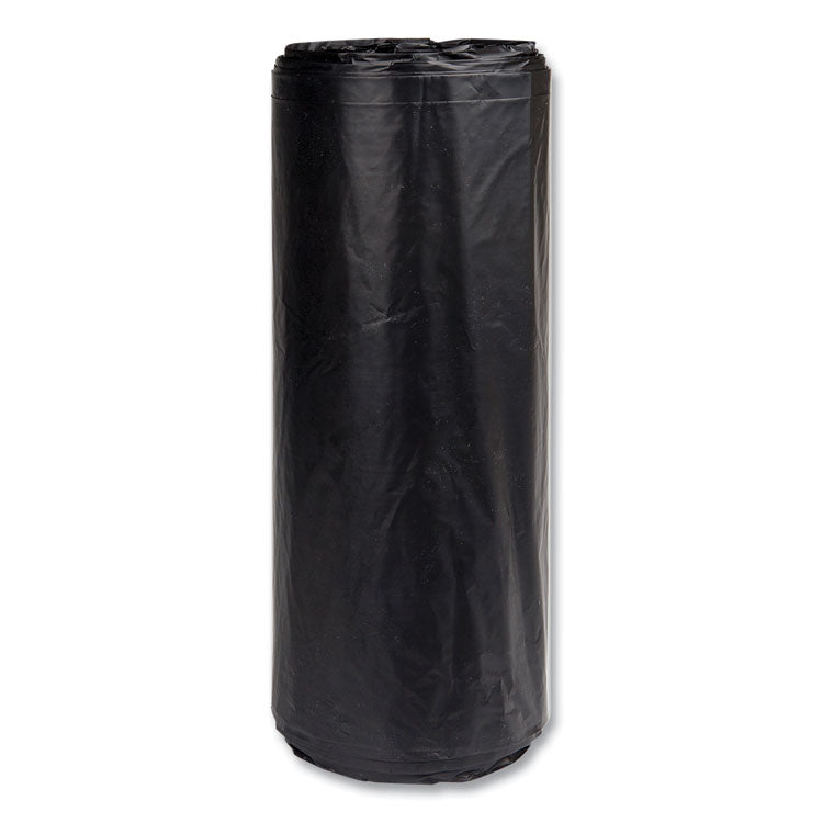 High-Density Commercial Can Liners, 60 gal, 22 mic, 38" x 60", Black, Interleaved Roll, 25 Bags/Roll, 6 Rolls/Carton