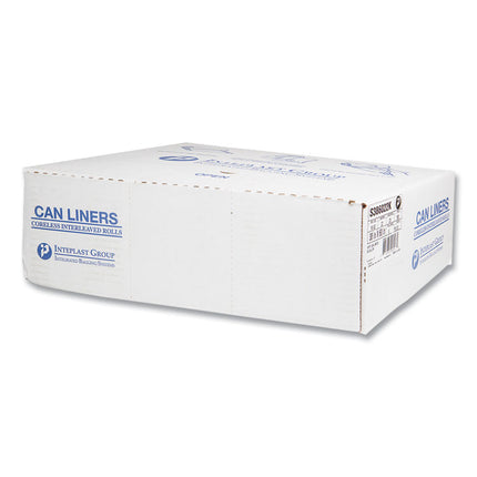 High-Density Commercial Can Liners, 60 gal, 22 mic, 38" x 60", Black, Interleaved Roll, 25 Bags/Roll, 6 Rolls/Carton
