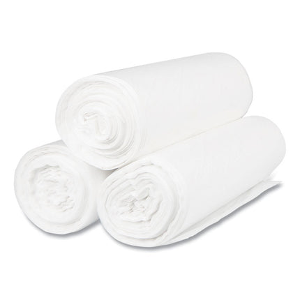 High-Density Commercial Can Liners, 60 gal, 22 mic, 38" x 60", Clear, Interleaved Roll, 25 Bags/Roll, 6 Rolls/Carton