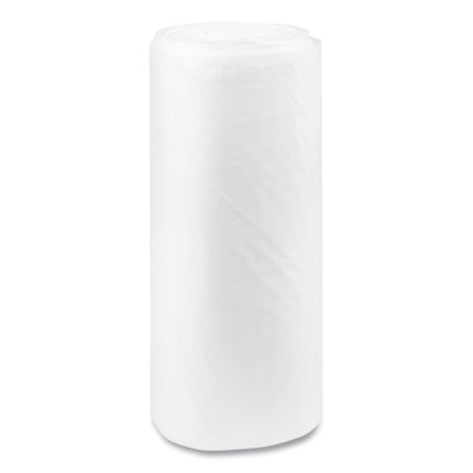 High-Density Commercial Can Liners, 60 gal, 22 mic, 38" x 60", Clear, Interleaved Roll, 25 Bags/Roll, 6 Rolls/Carton