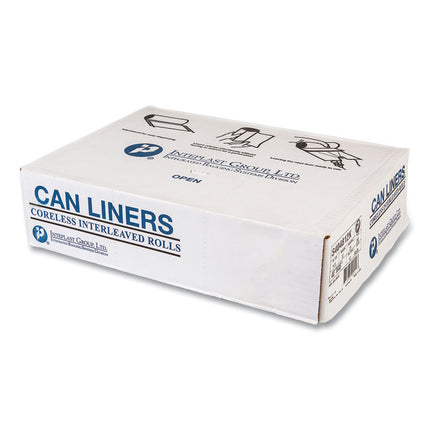 High-Density Commercial Can Liners, 45 gal, 12 mic, 40" x 48", Black, Interleaved Roll, 25 Bags/Roll, 10 Rolls/Carton