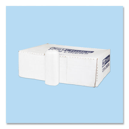 High-Density Commercial Can Liners, 45 gal, 12 mic, 40" x 48", Clear, Interleaved Roll, 25 Bags/Roll, 10 Rolls/Carton