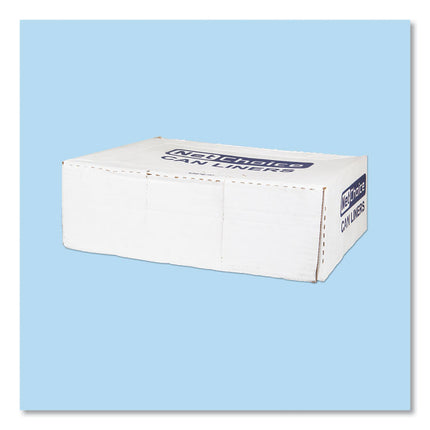 High-Density Commercial Can Liners, 45 gal, 12 mic, 40" x 48", Clear, Interleaved Roll, 25 Bags/Roll, 10 Rolls/Carton