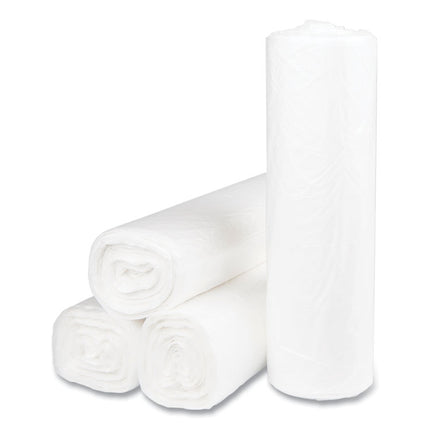 High-Density Commercial Can Liners, 45 gal, 14 mic, 40" x 48", Clear, Interleaved Roll, 25 Bags/Roll, 10 Rolls/Carton