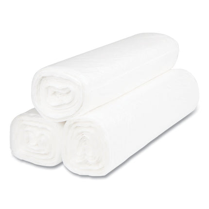 High-Density Commercial Can Liners, 45 gal, 14 mic, 40" x 48", Clear, Interleaved Roll, 25 Bags/Roll, 10 Rolls/Carton