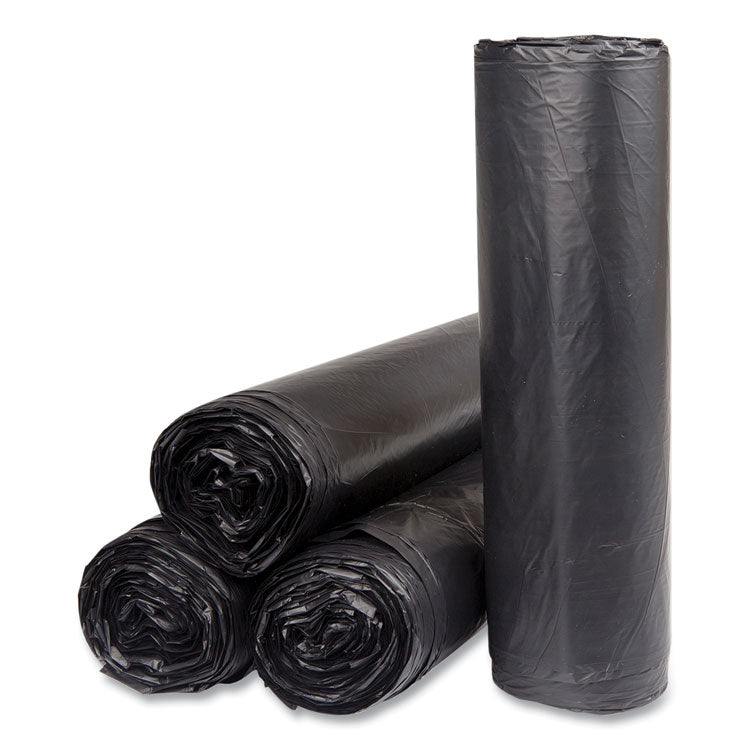 High-Density Commercial Can Liners, 45 gal, 16 mic, 40" x 48", Black, Interleaved Roll, 25 Bags/Roll, 10 Rolls/Carton