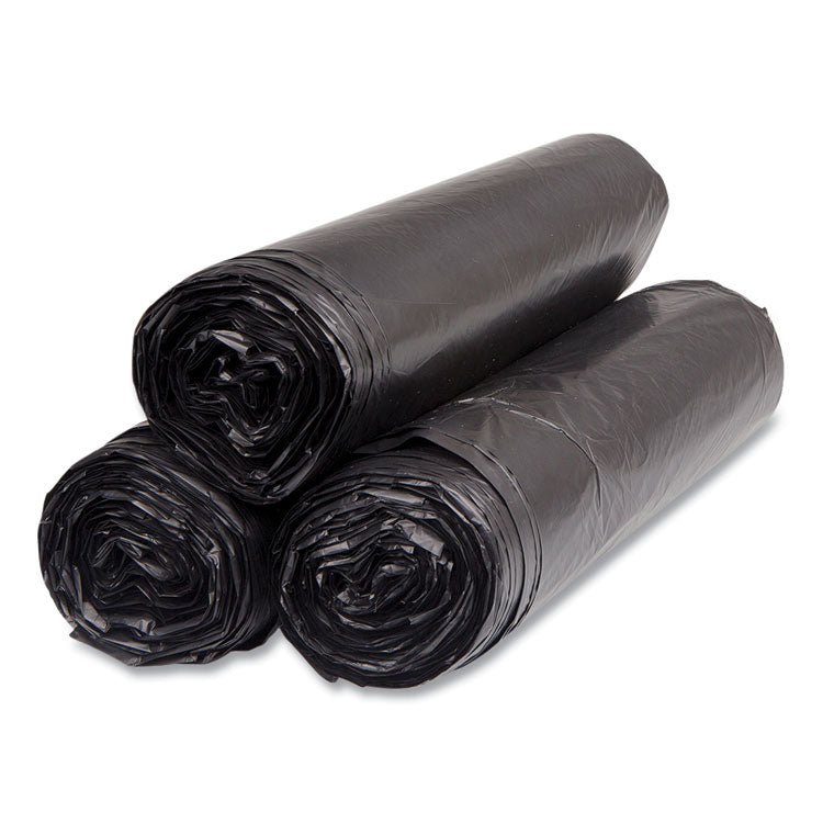 High-Density Commercial Can Liners, 45 gal, 16 mic, 40" x 48", Black, Interleaved Roll, 25 Bags/Roll, 10 Rolls/Carton