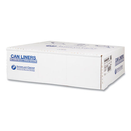 High-Density Commercial Can Liners, 45 gal, 22 mic, 40" x 48", Black, Interleaved Roll, 25 Bags/Roll, 6 Rolls/Carton
