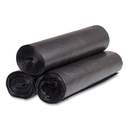 High-Density Commercial Can Liners, 56 gal, 16 mic, 43" x 48", Black, Interleaved Roll, 25 Bags/Roll, 8 Rolls/Carton