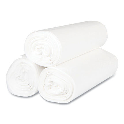 High-Density Commercial Can Liners, 56 gal, 17 mic, 43" x 48", Clear, Interleaved Roll, 25 Bags/Roll, 8 Rolls/Carton